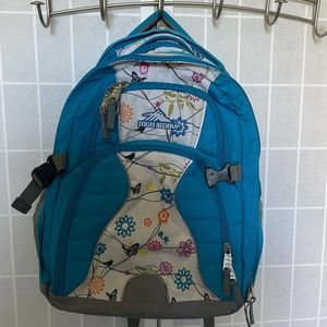 High Sierra Blue/Pink  ski tech backpack multiple pockets